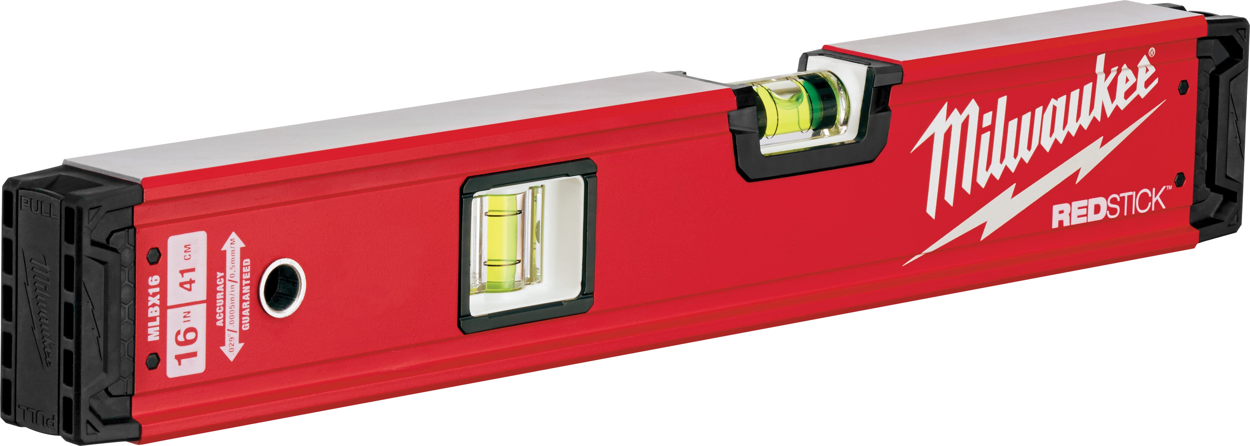 Milwaukee® REDSTICK™ MLBX16 Box Level, 16 in L, 2 Vials, Aluminum, (2) Level/(3) Plumb Vial Position, 0.0005 in/in Accuracy